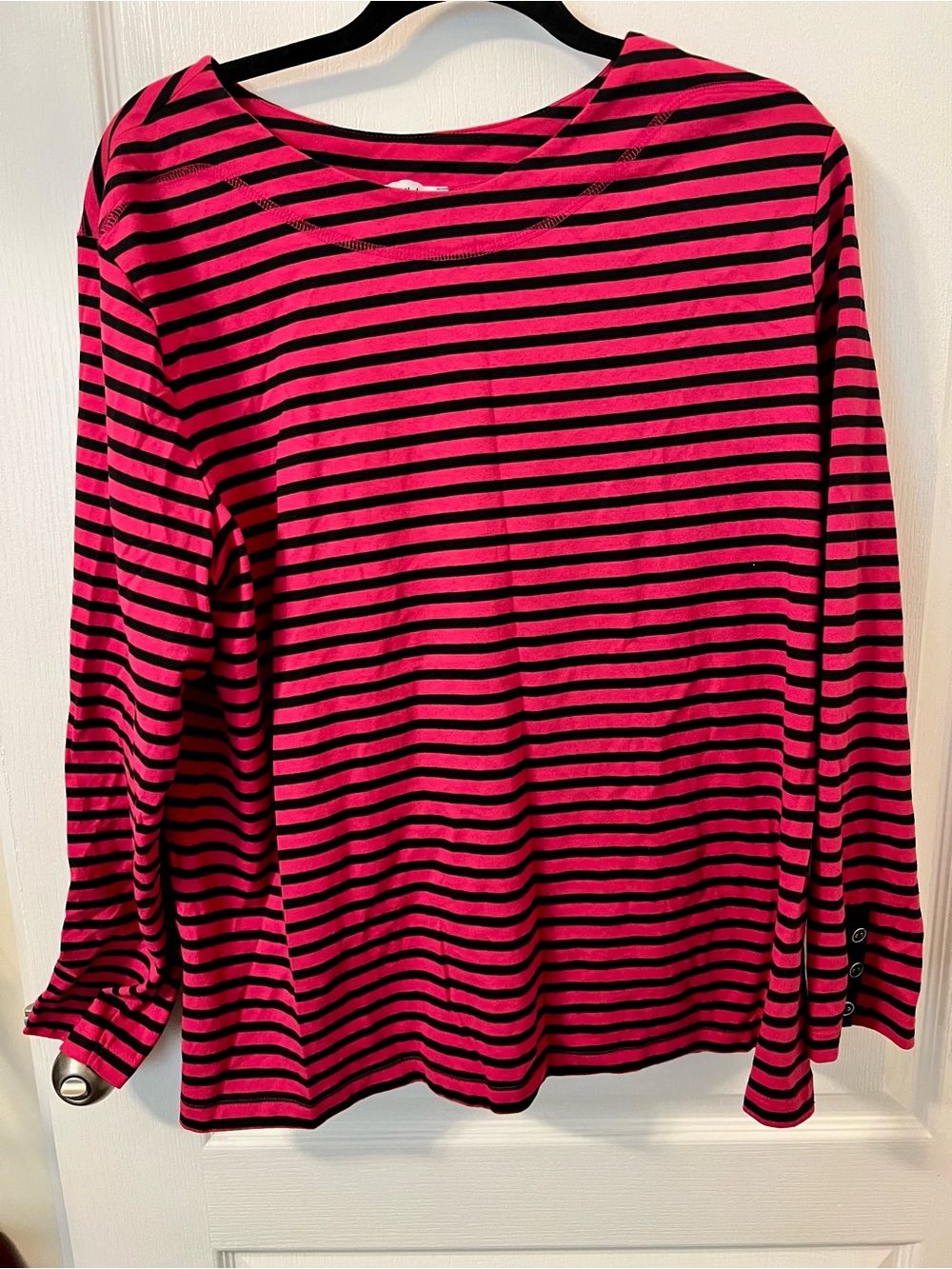 Southern Lady Pink and Black Striped Long-Sleeve Top